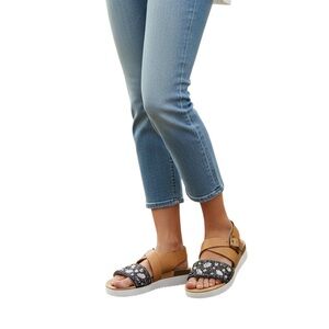 Leather Black and Tan Women's Sandals